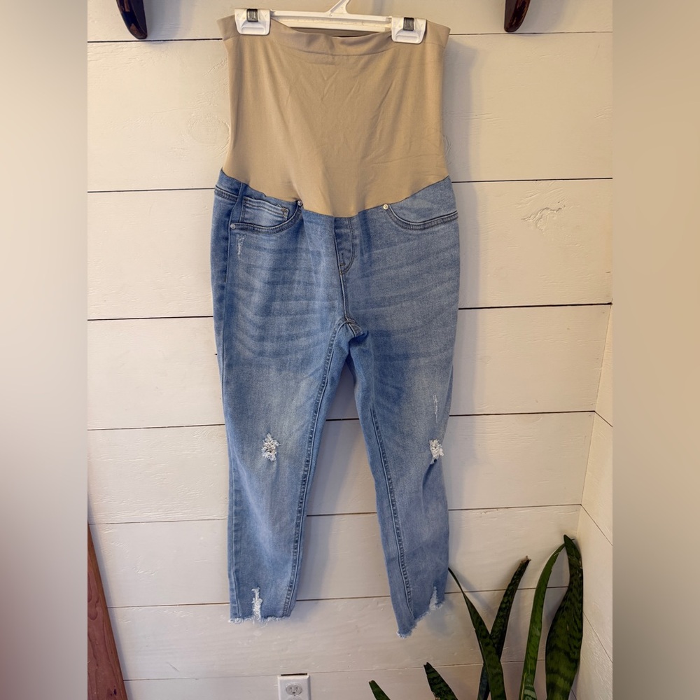 Distressed Large Maternity Jeans